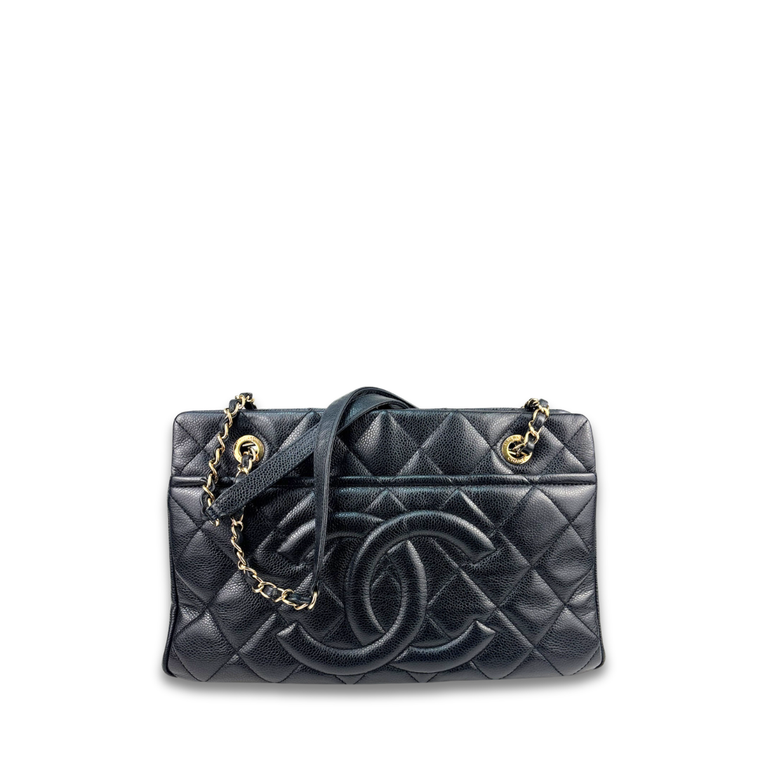 Chanel Black Caviar Small Soft Shopping Tote
