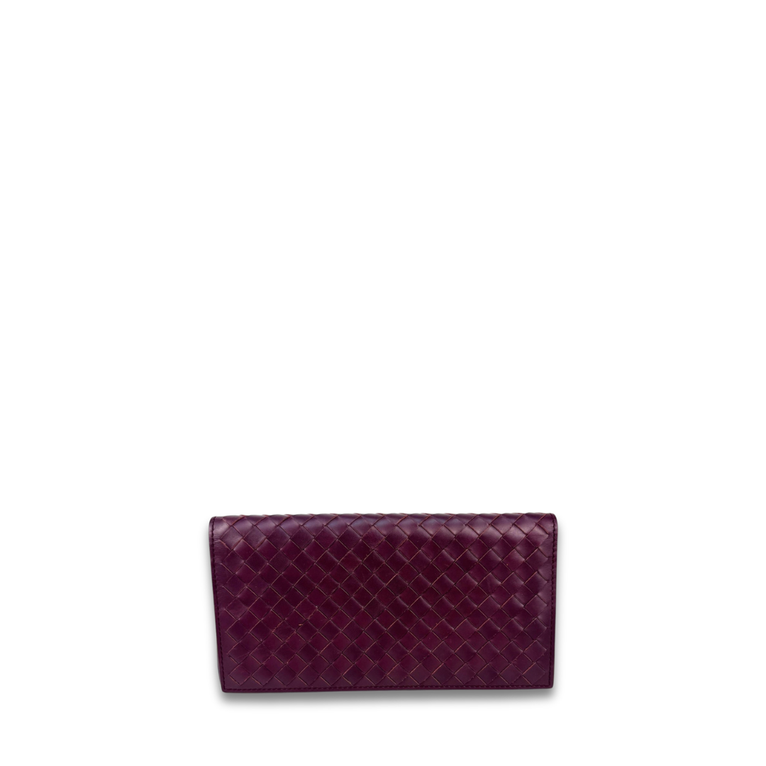 Bottega Veneta Plum Intrecciato Bifold Wallet