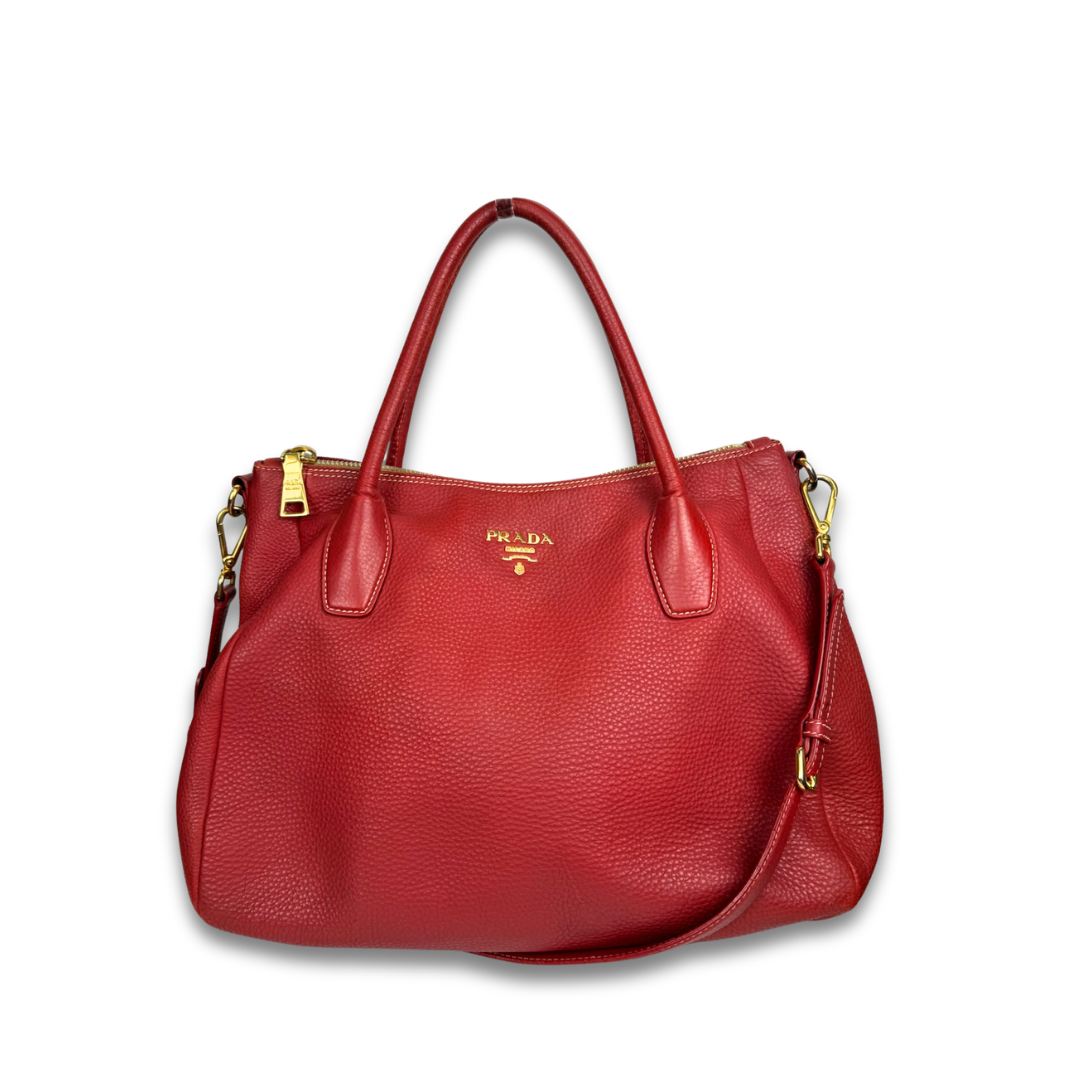 Prada Red Manici Convertable Tote