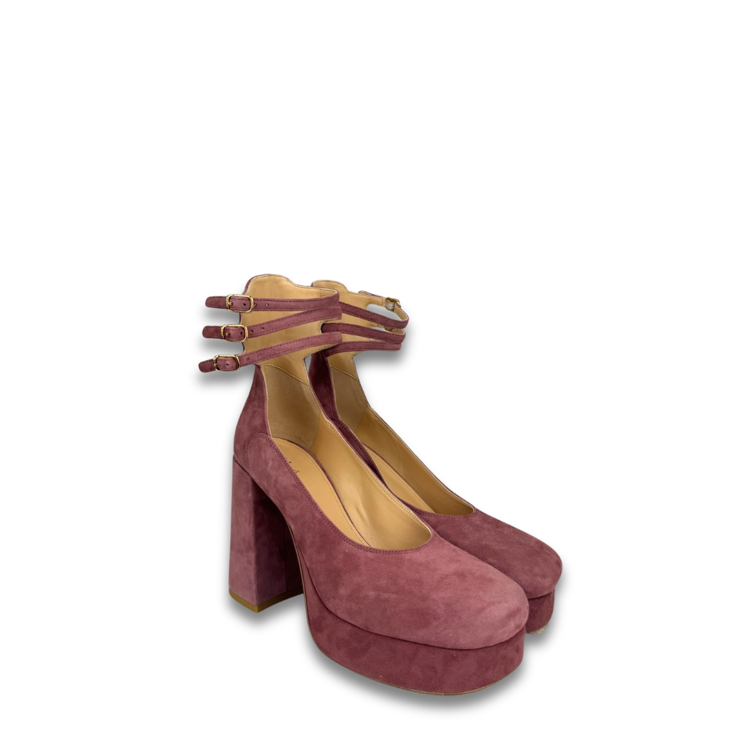 Chloe Dusty Rose Suede Loti 100 Platform Heels - Size 37