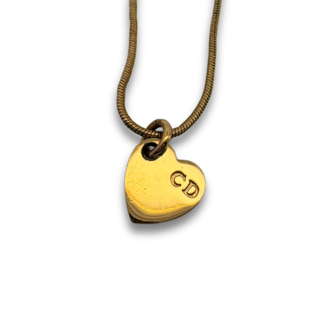 Christian Dior Heart Engraved Pendant Necklace