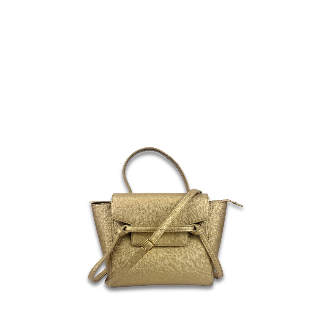 Celine Gold Nano Leather Belt Bag