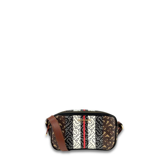 Burberry E-Canvas Monogram Stripe Camera Bag