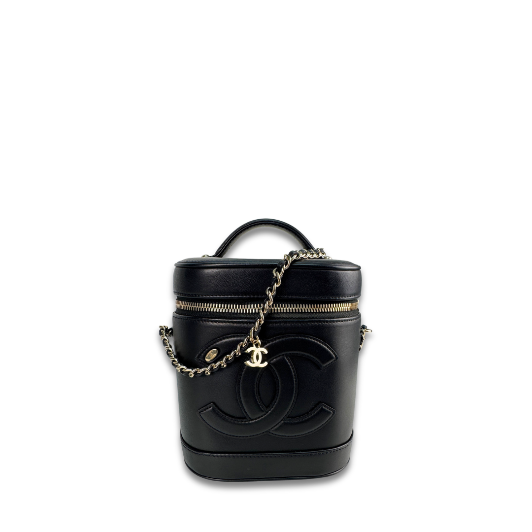 Chanel Black Calfskin Vanity Case