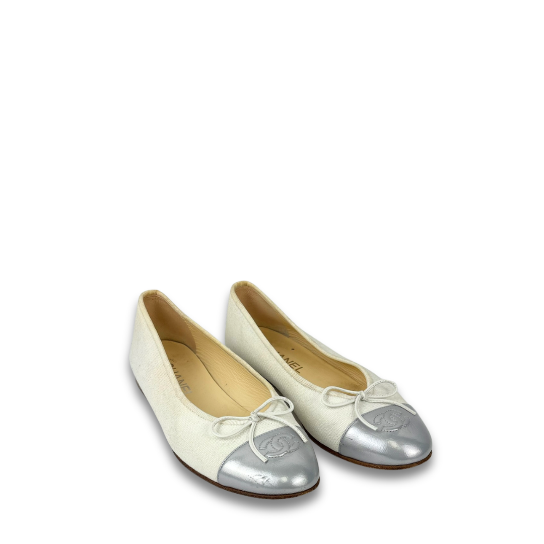 Chanel Canvas Ballet Flats - Size 37.5
