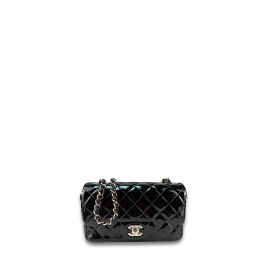 Chanel Black Patent Rectangular Mini Single Flap