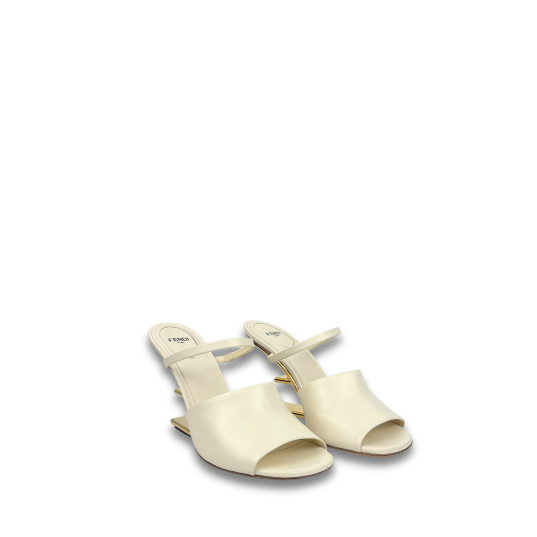 Fendi First Ecru Leather Heels - Size 40