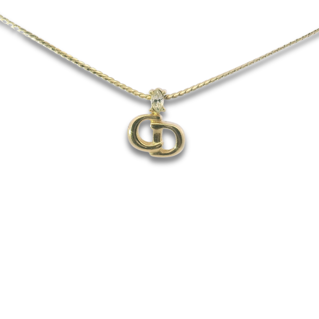 Dior Gold CD Crystal Necklace