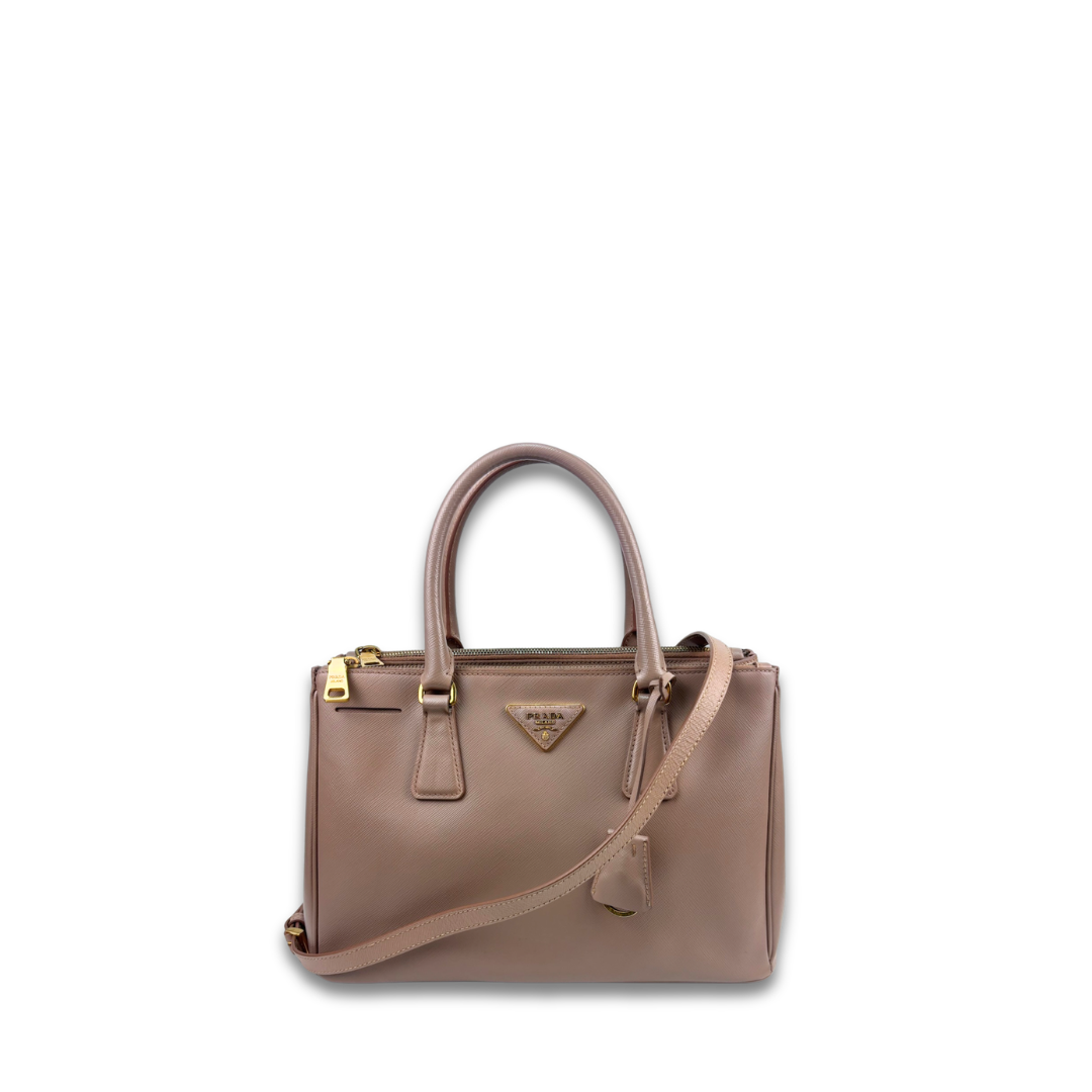 Prada Small Beige Double Zip Galleria