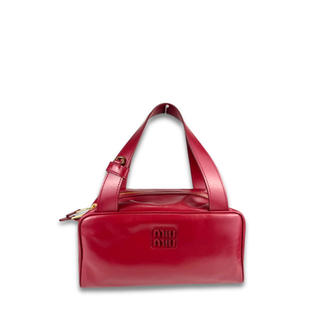 Miu Miu Red Soft Leather Top Handle Bag