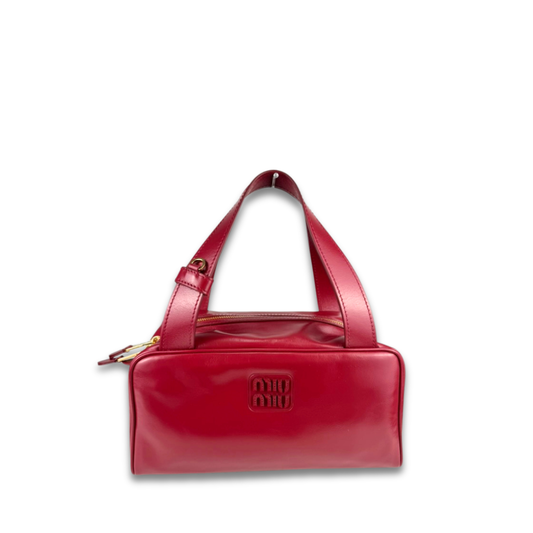 Miu Miu Red Soft Leather Top Handle Bag