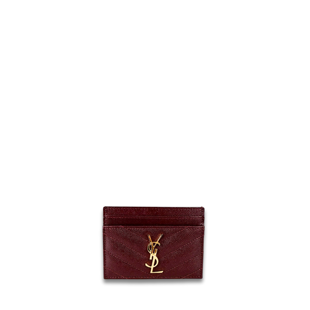 YSL Bordeaux Cassandre Grain de Poudre Leather Card Case