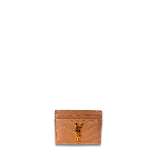 YSL Warm Beige Cassandre Grain de Poudre Leather Card Case