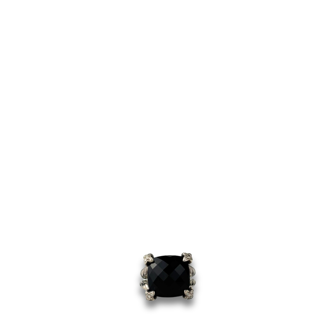 David Yurman Black Onyx Split Shank Ring - Size 7.5