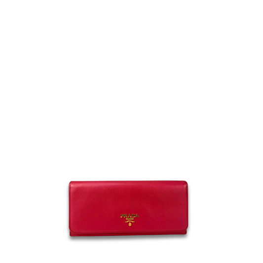 Prada Pink Saffiano Continental Snap Wallet