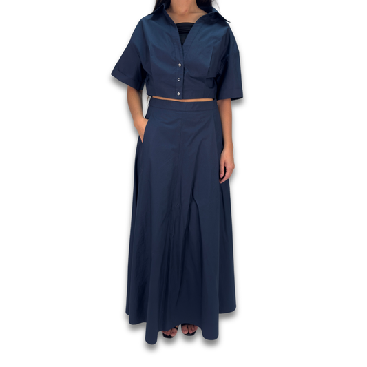 TWP Navy Cotton Skirt Set - Size XXS/2