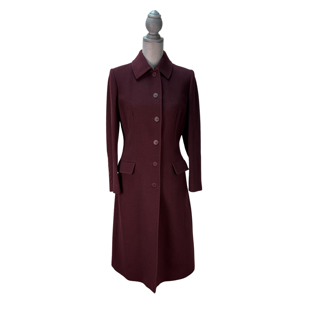 Burberry Wool Burgandy Georgia Coat