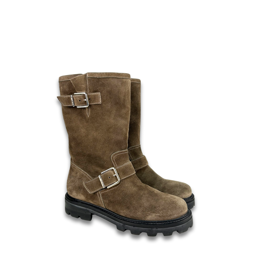 Jimmy Choo Suede Biker 2 Boots - Size 39