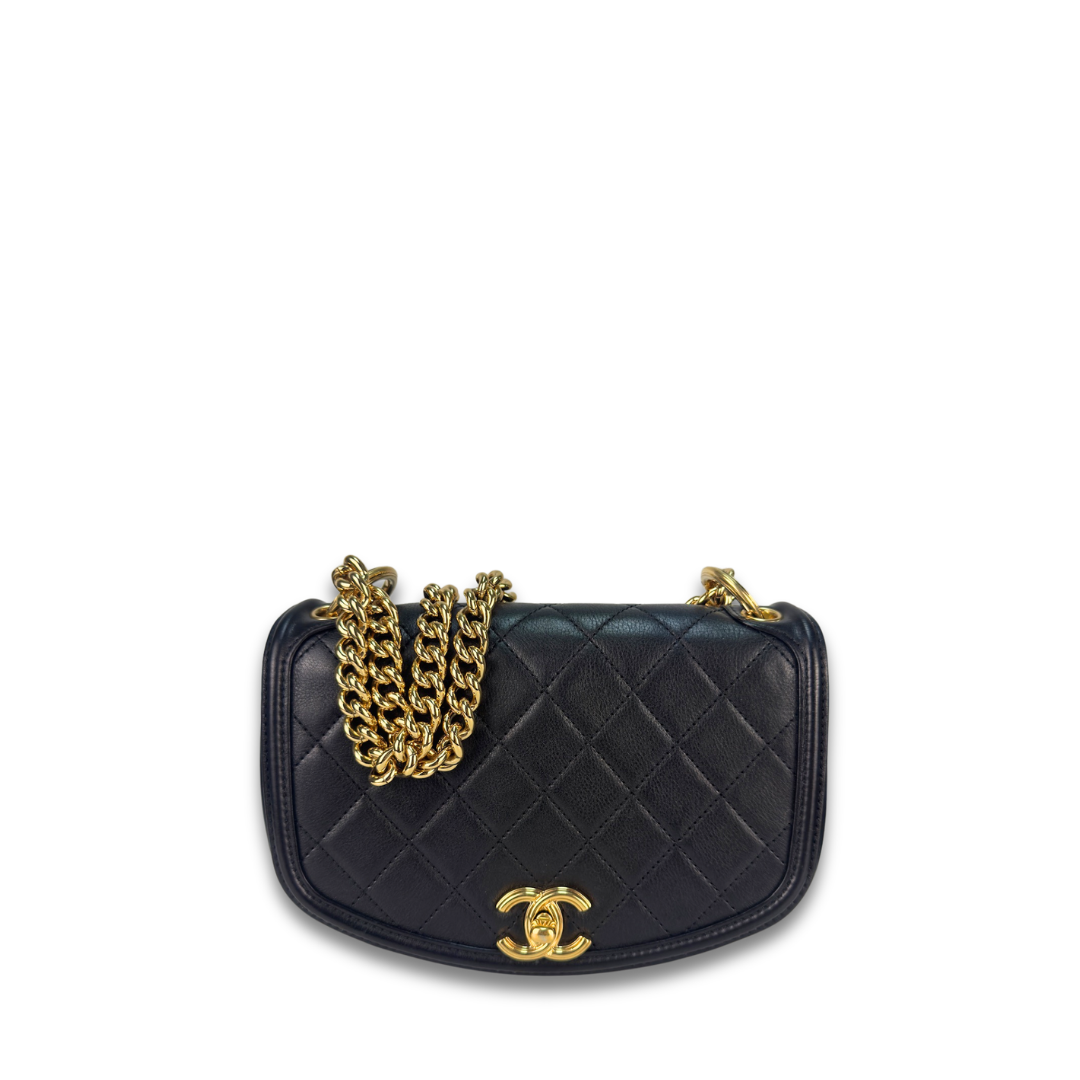 Chanel Black Small Underline Saddle Flap Bag