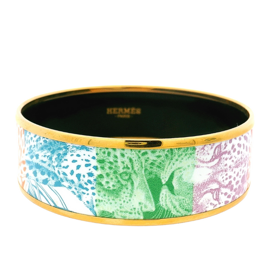 Hermès Wide Pastel Leopard Bangle