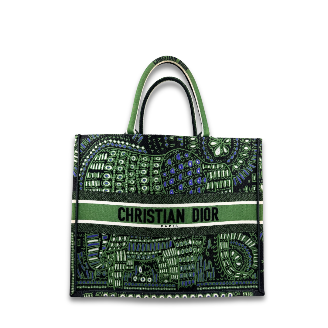 Dior Green Elephant Large Book Tote