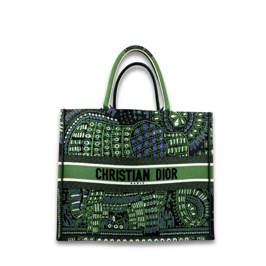 Dior Green Elephant Large Book Tote
