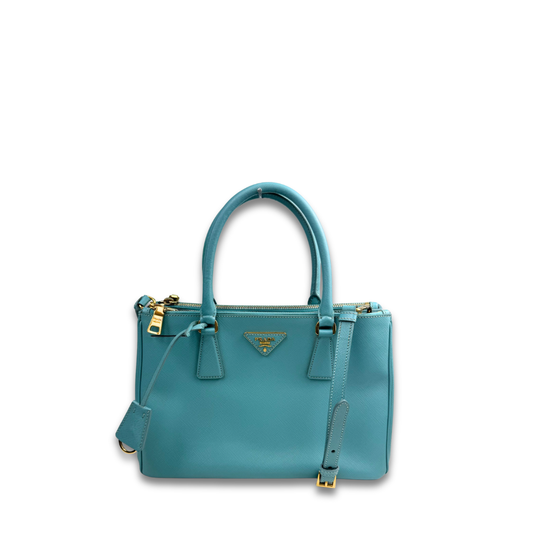 Prada Small Turquoise Double Zip Galleria
