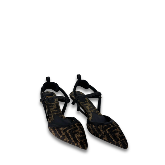 Fendi Velvet Zucca Slingbacks - Size 37