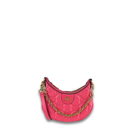 Gucci Pink Matelasse Mini Half Moon Bag