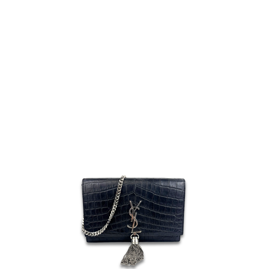YSL Croc-Embossed Small Kate Tassel Bag
