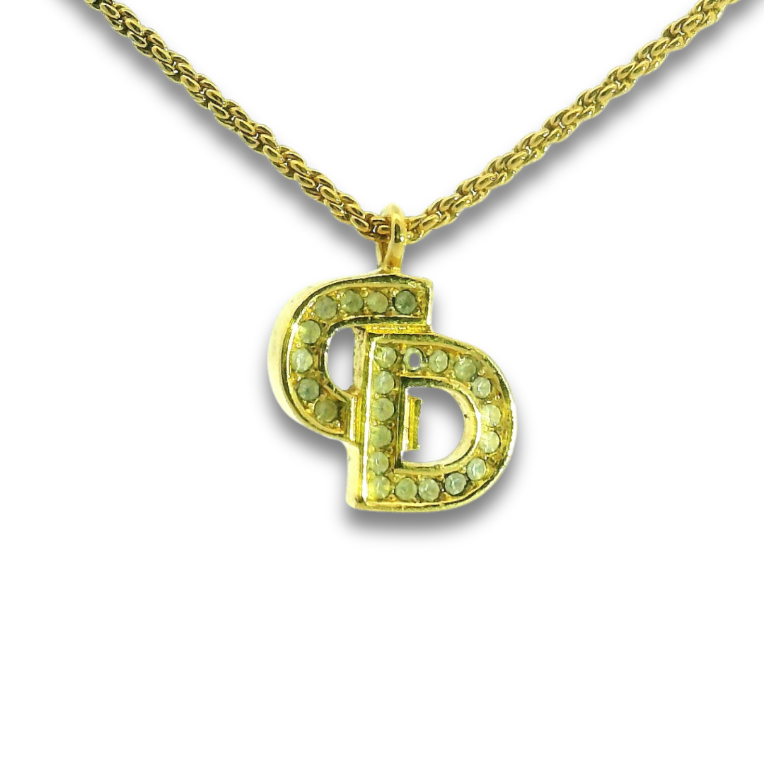 Dior Gold Crystal CD Necklace