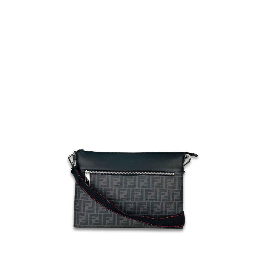 Fendi Black Zucca Messenger Bag