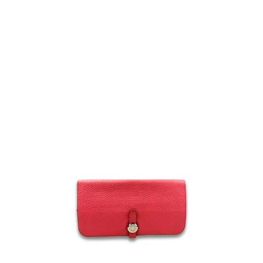 Hermès Clemence Dogon Duo Wallet Rose Jaipur