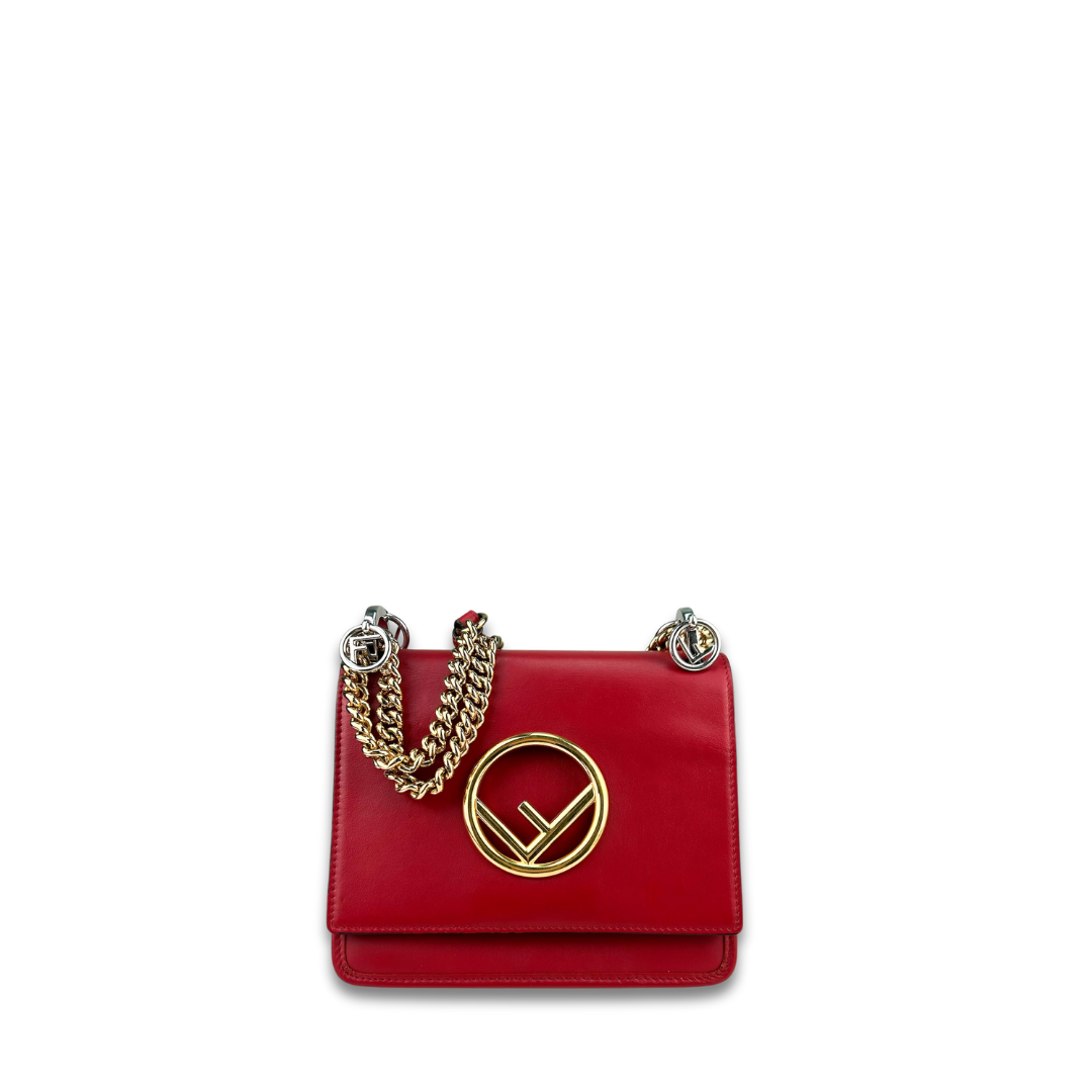 Fendi Red Leather I F Kan Small Shoulder Bag