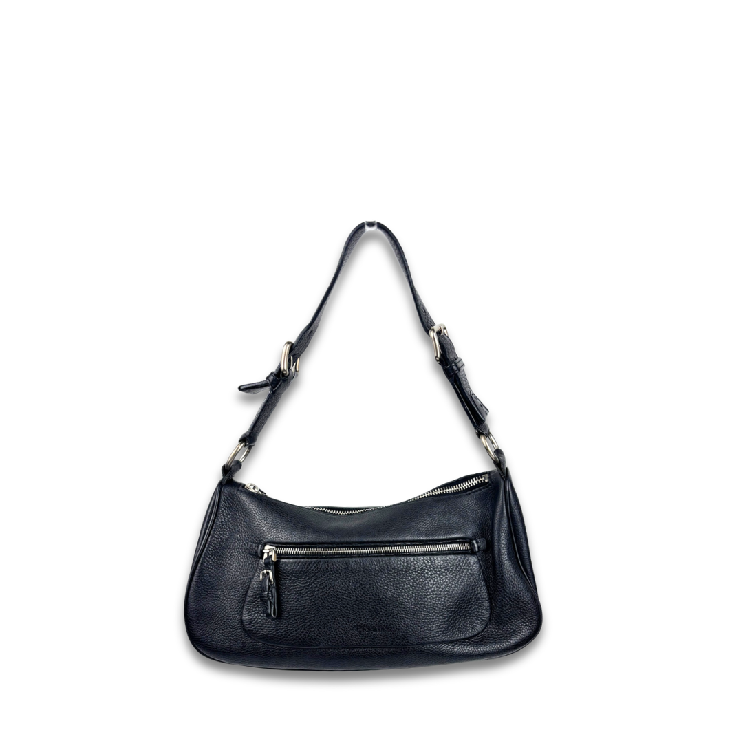 Prada Black Vitello Daino Shoulder Bag