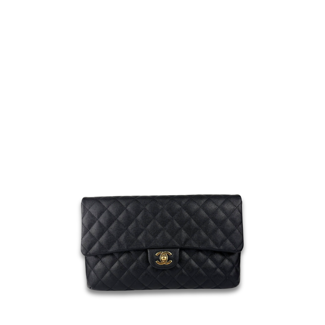 Chanel Black Caviar Classic Flap Clutch