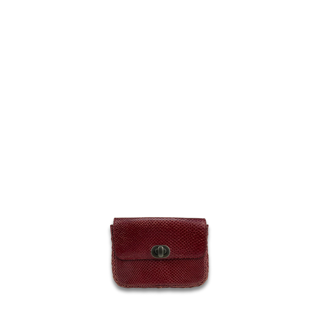 Bottega Veneta Burgundy Lizard Intrecciato Wallet