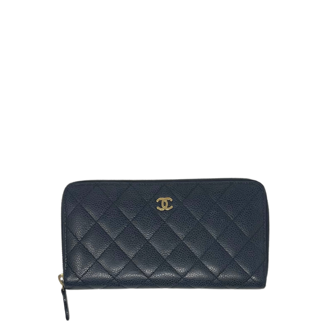 Chanel Classic Black Leather Zipped Coin Purse Wallet 