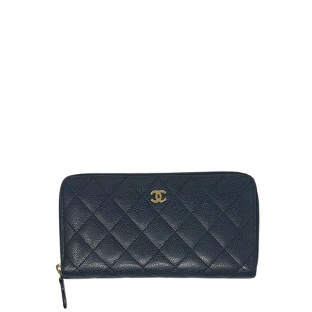 Chanel Zip Coin Purse Quilted Caviar Gold-tone Black in Caviar