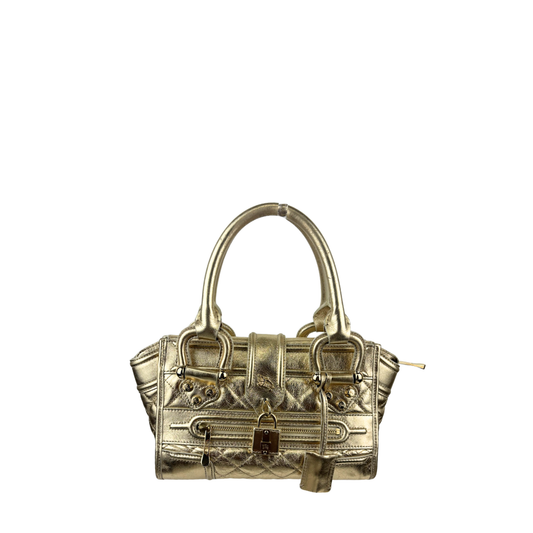 Burberry Gold Metallic Mini Manor Bag
