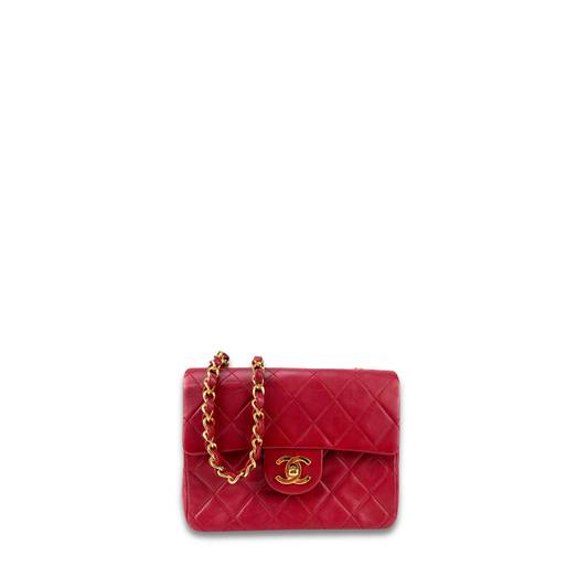 Chanel Classic Red Lambskin Square Mini