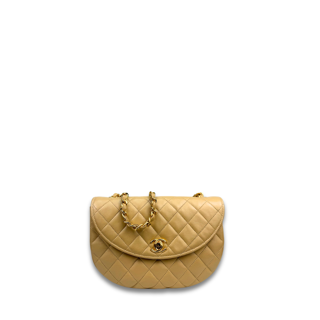 Chanel Beige Halfmoon Single Flap