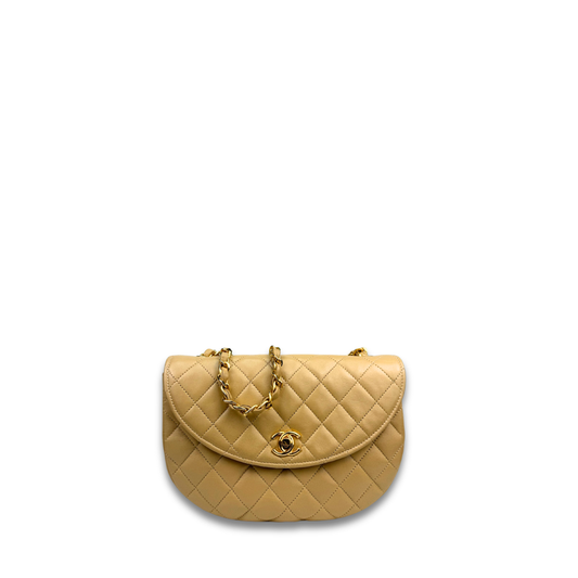 Chanel Beige Halfmoon Single Flap