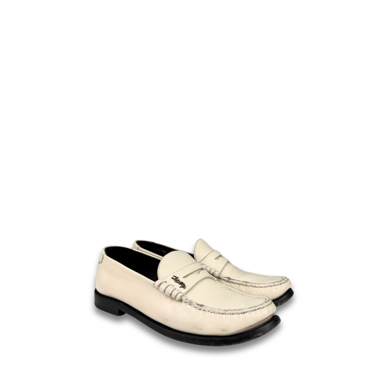 YSL Cream Leather Loafers - Size 38