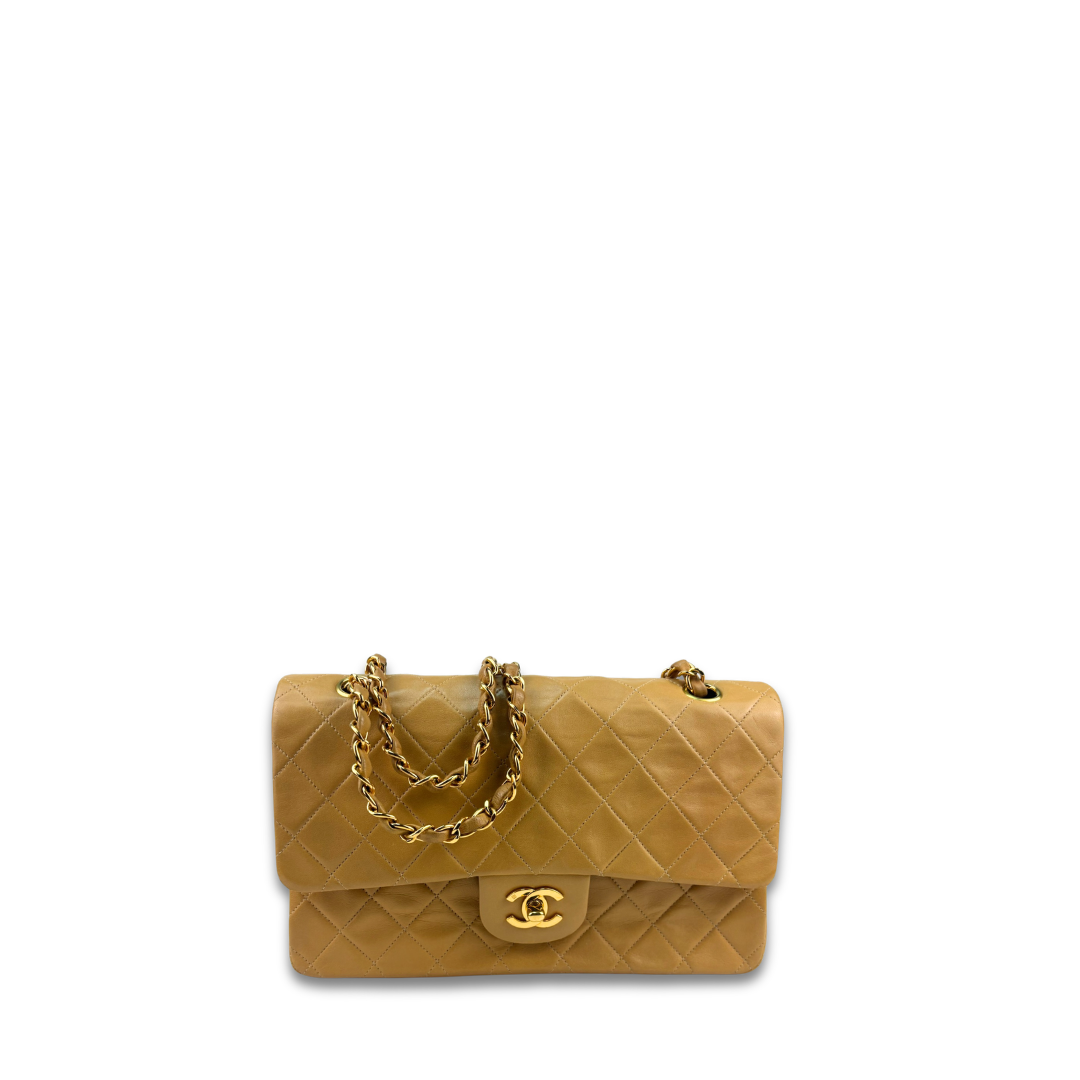 Chanel Camel Lambskin Classic Medium Double Flap