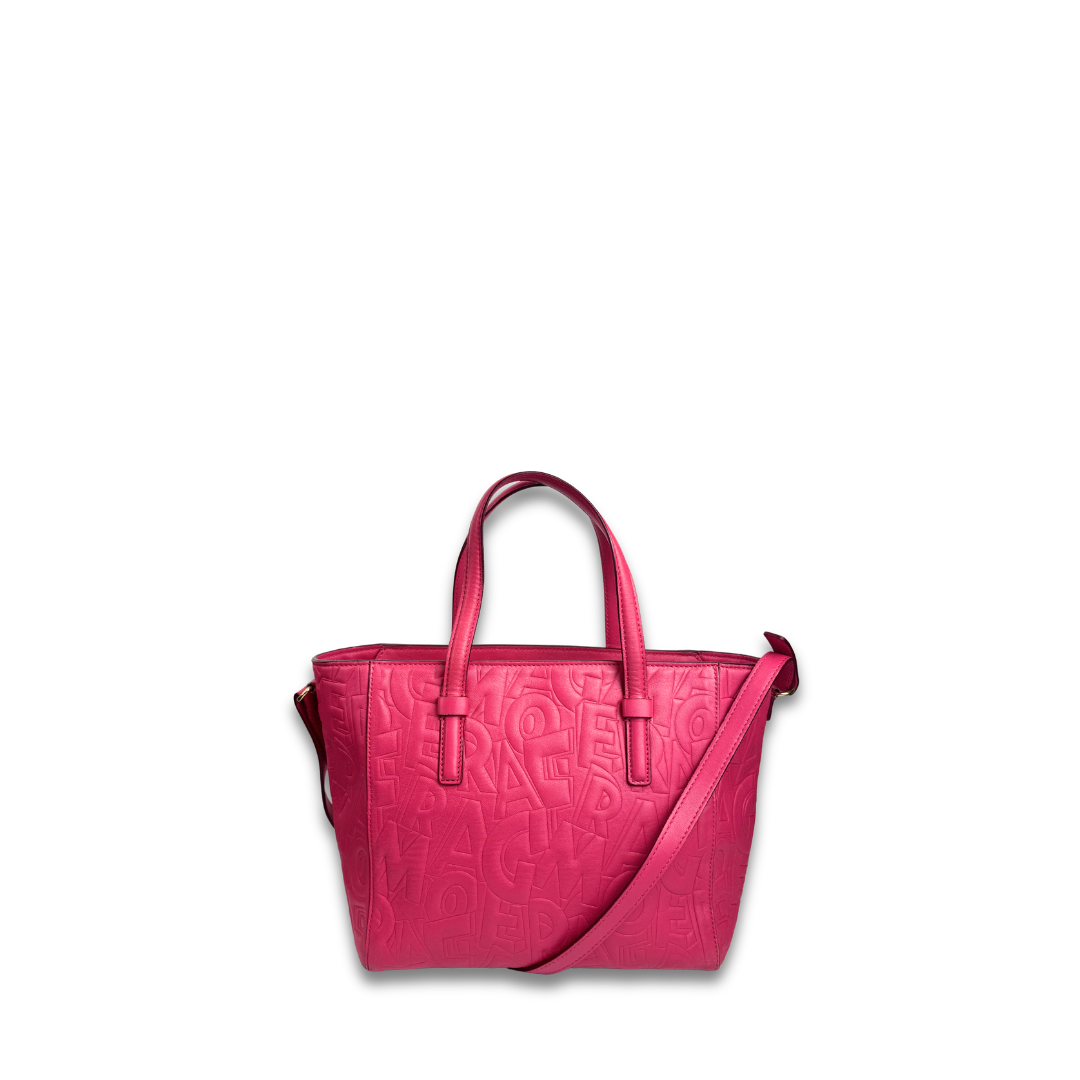 Ferragamo Small Fuchsia Bonnie Embossed Tote