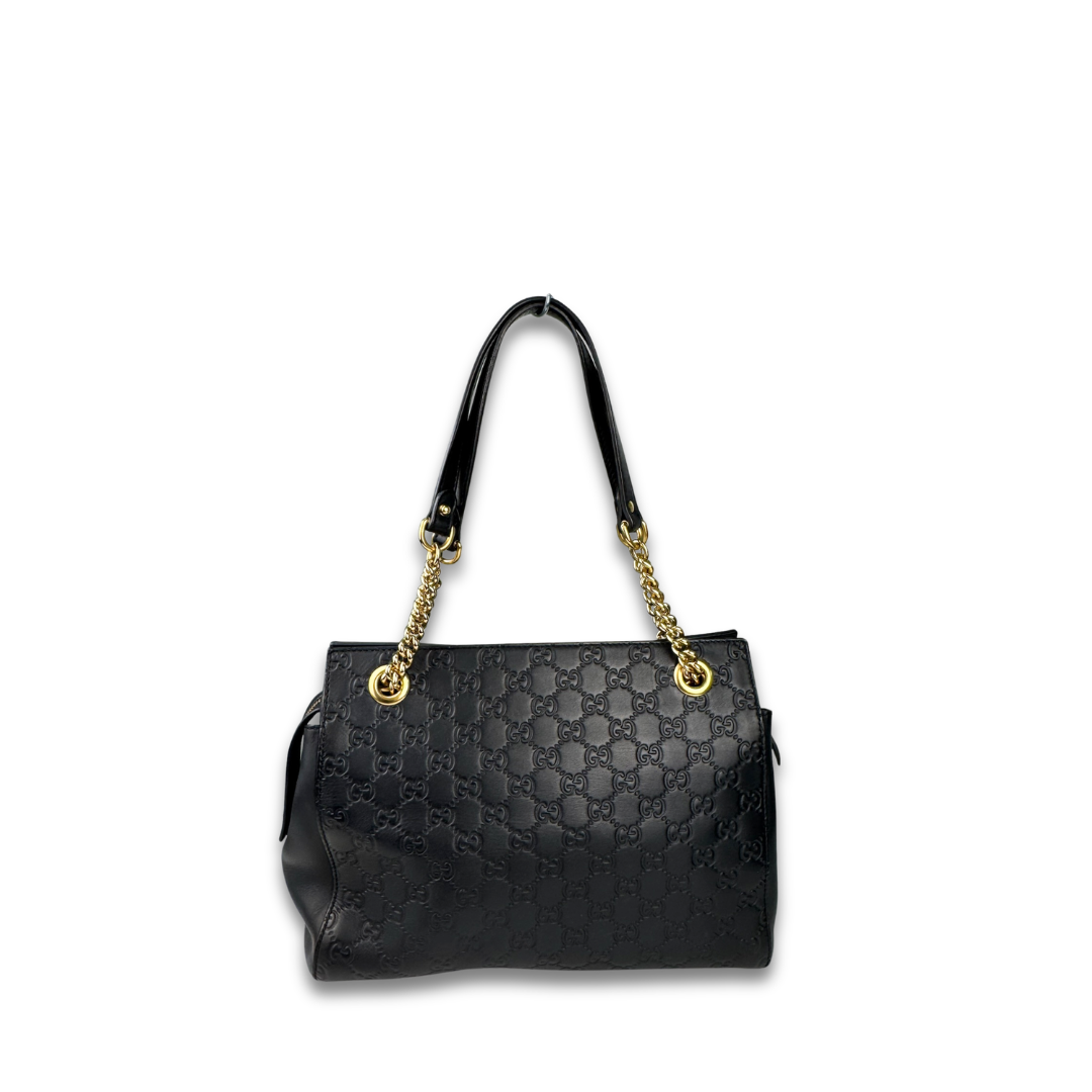 Gucci Black Guccissima Soft Signature Tote