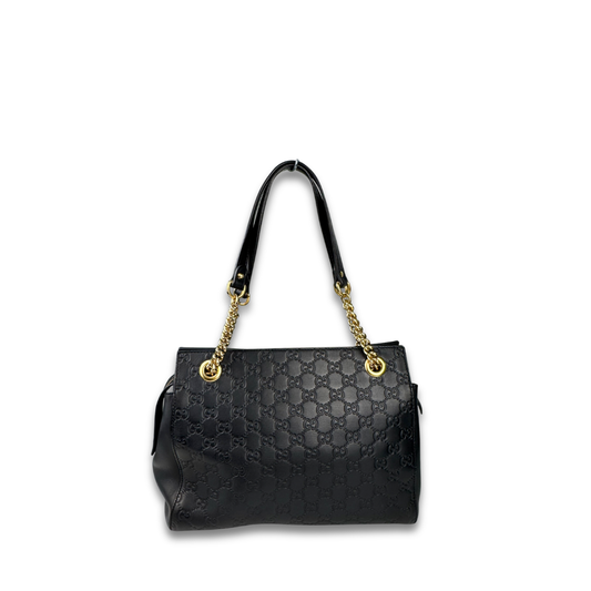 Gucci Black Guccissima Soft Signature Tote
