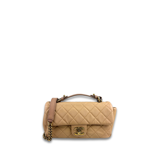 Chanel Tan Caviar Quilted Medium Chic Quilt Flap Bag