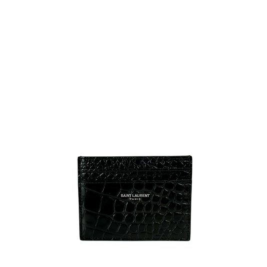 YSL Croc Embossed Shiny Paris Card Case